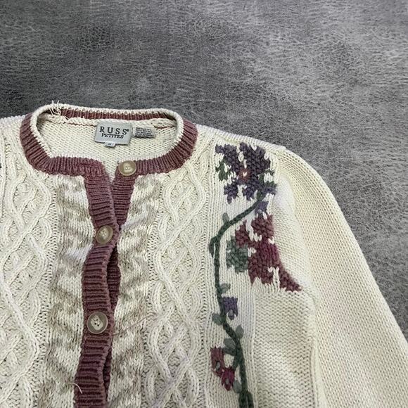 vintage russ embroidered floral sweater - Picture 2 of 7